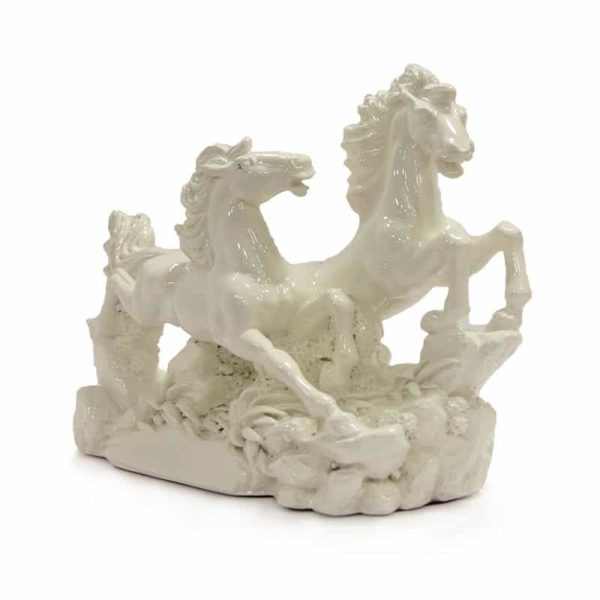 Pair Of White Horses - Vastu Sarwasv